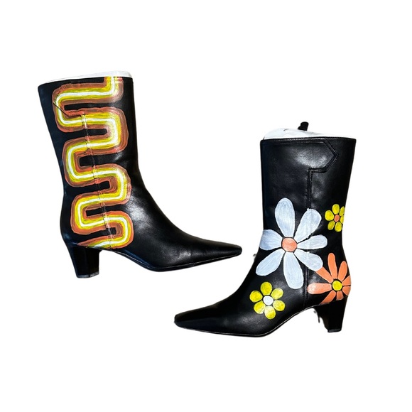 Custom Cole Haan Black Leather Booties 👢 - Picture 2 of 6